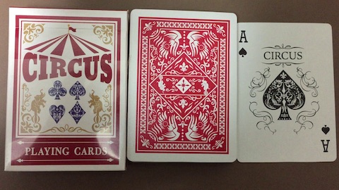 ダイソーの本格プレイングカード サーカス ボックスカード裏と表