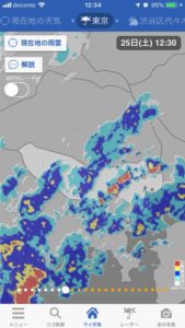 時たま強い雨が降ってました。